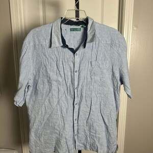 Cubavera Men's XXL 100% Linen Button-Down Guayabera Shirt Light Blue